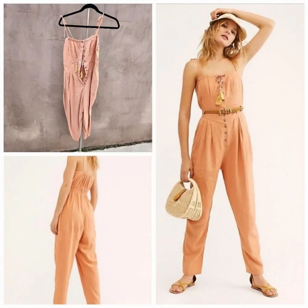 Free people size 6 Rosalyn jumpsuit coral
